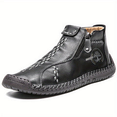 Men's Lace Boots Zipper Green High Top Shoes Outdoor Hiking