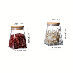 Irregular Glass Sealed Jar Kitchen Food Storage Ladder Shape