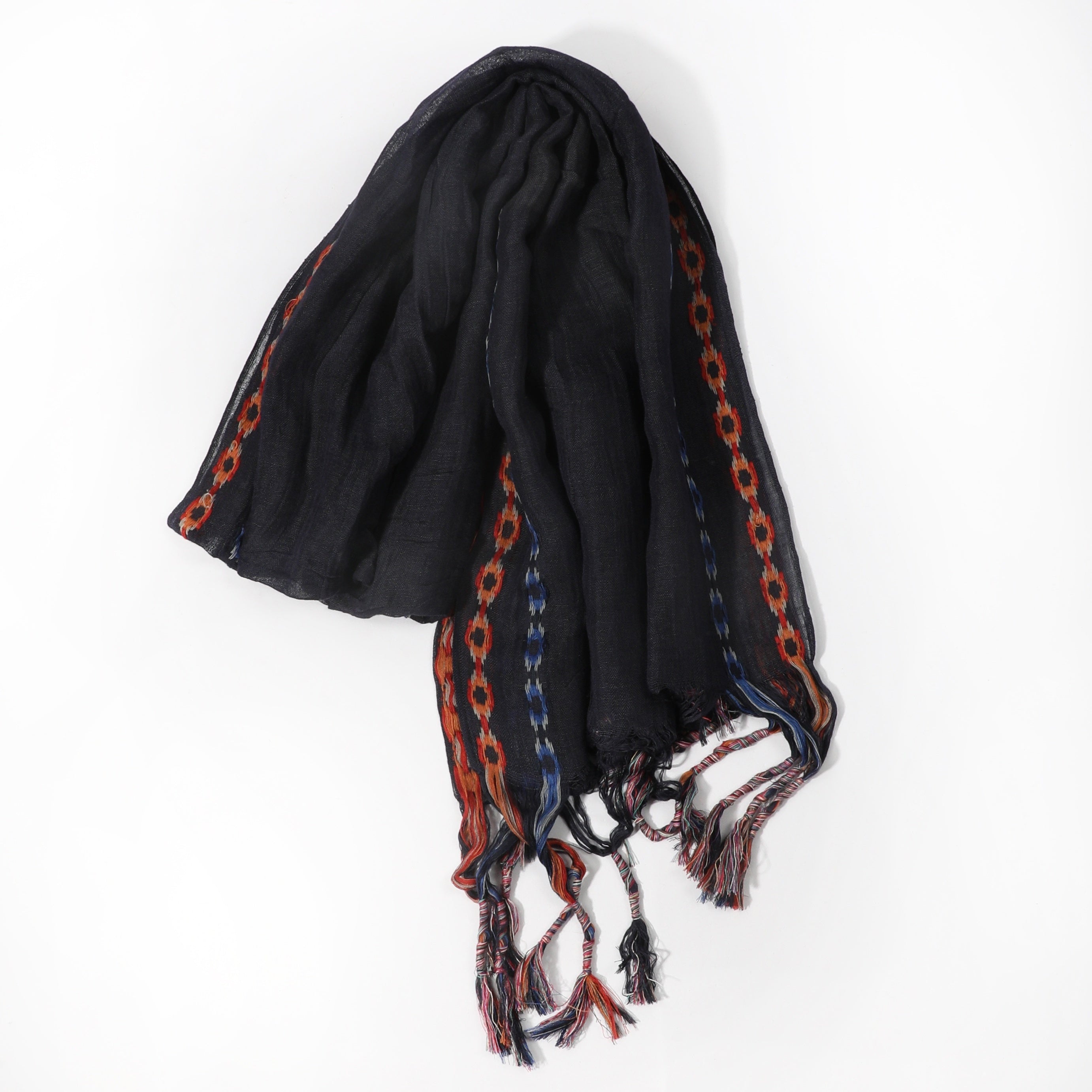 Men's Ethnic Style Tassel Scarf Buckle Pattern Photo Link