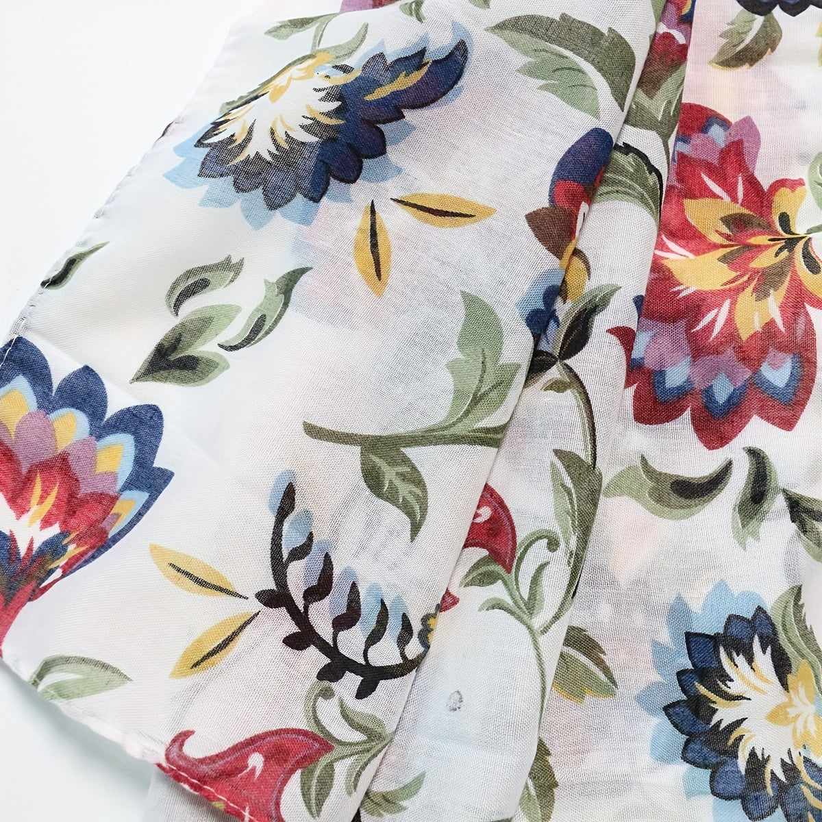 Flower Print Long Scarf Casual Shawl Windproof Head Wrap