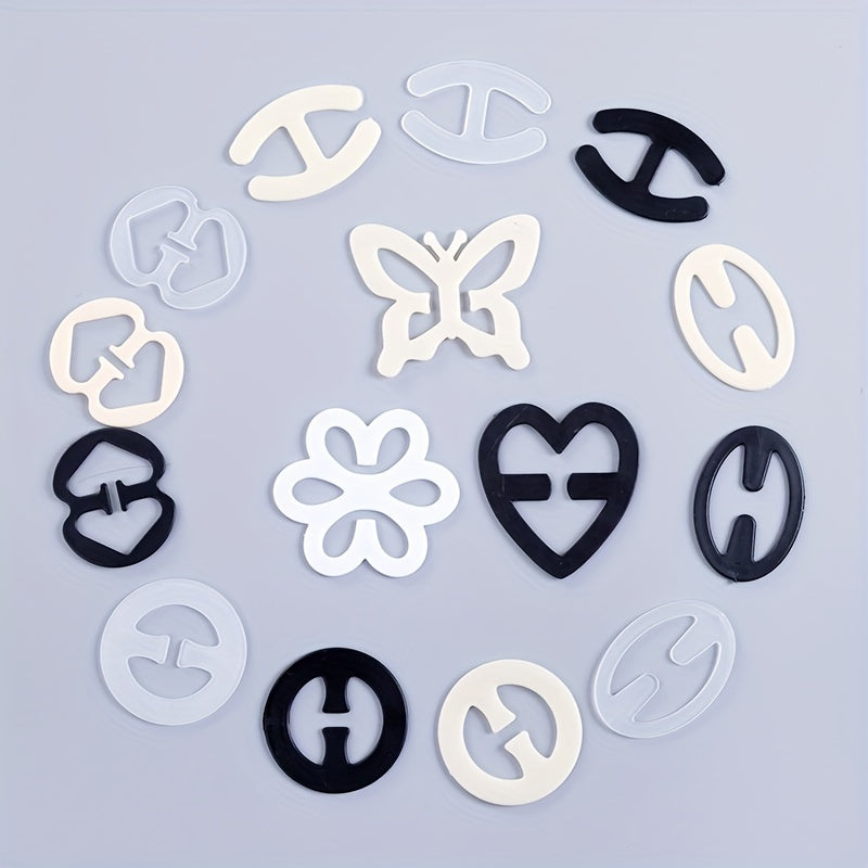 4pcs Heart Shaped Bra Strap Clips Invisible Non slip Shoulder Belt Buckles