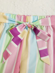 Girl's Colorful Striped Cuffs Casual Pants Unique & Trousers