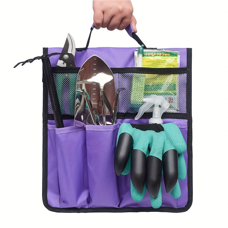 Canvas Garden Tool Storage Bag with Tent Peg Storage