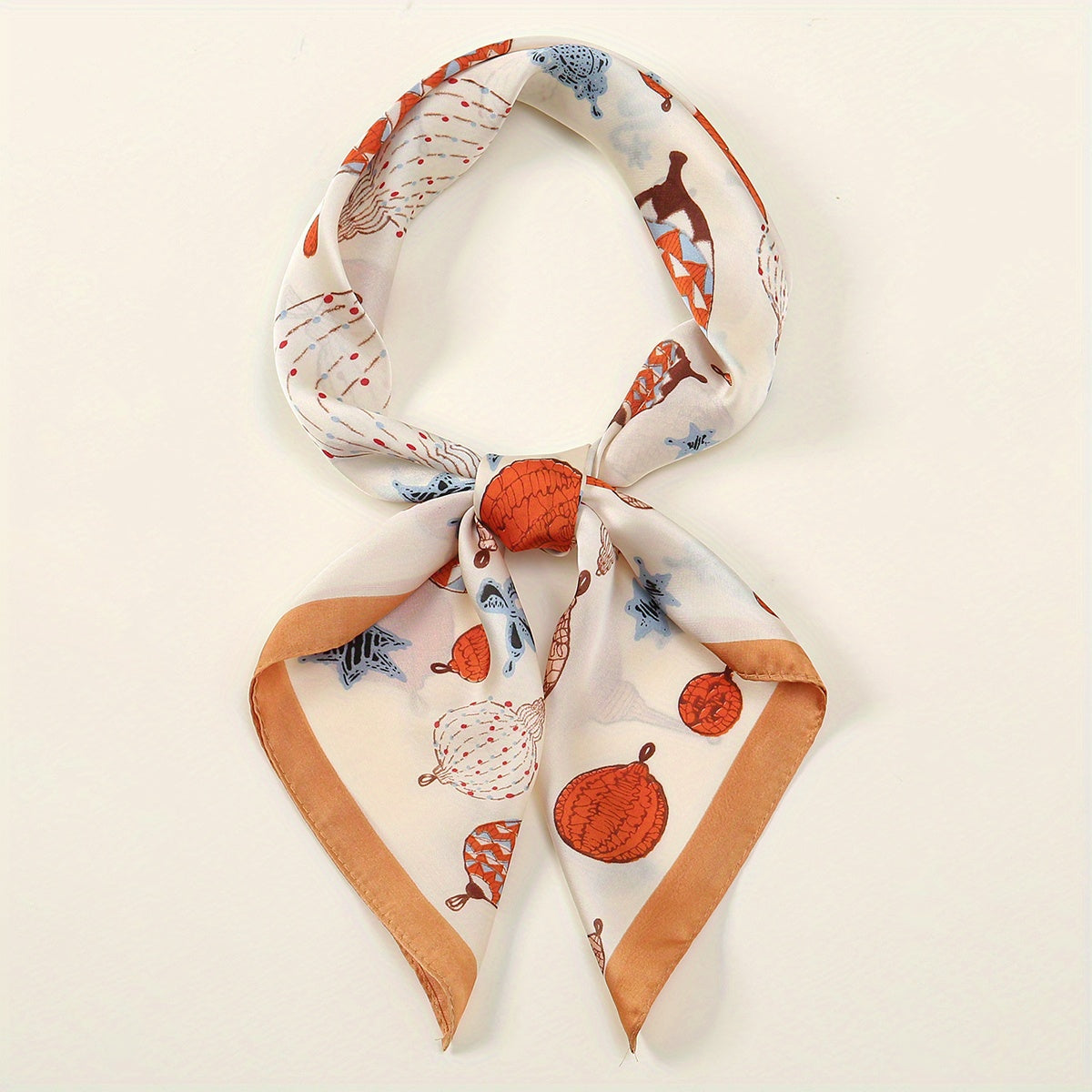 Floral Print Satin Square Scarf Bandana Neckerchief Head Wrap