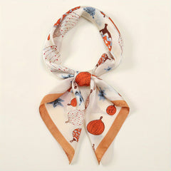 Floral Print Satin Square Scarf Bandana Neckerchief Head Wrap