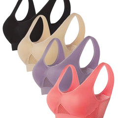 4 Pack Plus Size Sports Bra Set Seamless Medium Stretch Tank Bra