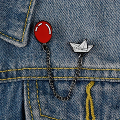 Girl's Christmas Night Horror Chain Badge Red Balloon Brooch