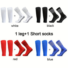 2 pairs Sports Non-slip Football Socks & Calf Sleeves Set
