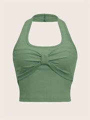 Sexy Twist Front Halter Neck Top Sleeveless Slim Top