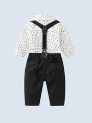 2pcs Baby Boys Polka Dot Long Sleeve Gentleman Outfit Clothes