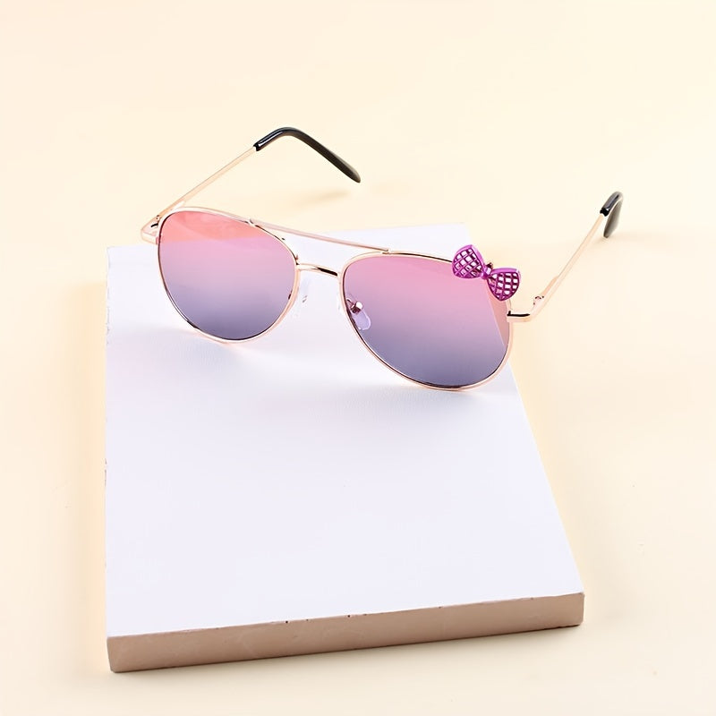Girls Bow Metal Frame Decorative Sunglasses for Party Travel