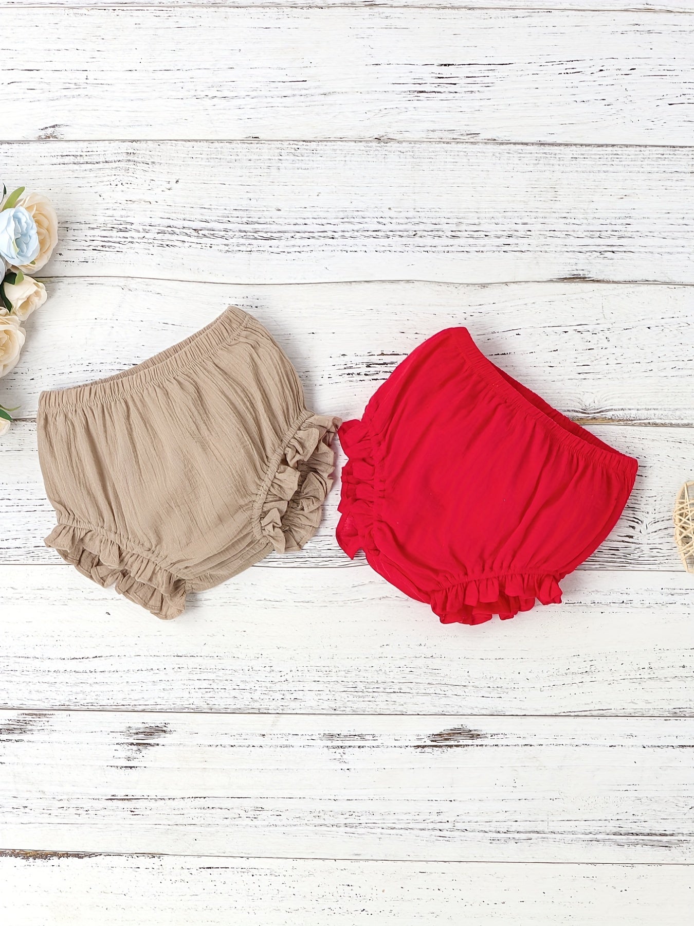Ruffle Trim Short Bread Pants 2pcs Set Infant Baby Boys And Girls