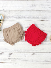 Ruffle Trim Short Bread Pants 2pcs Set Infant Baby Boys And Girls