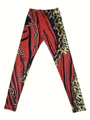 Stretchy Allover Print Skinny Leggings Women's Casual