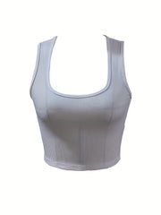 Sleeveless Square Crop Tank Top for Summer Women's Clothing