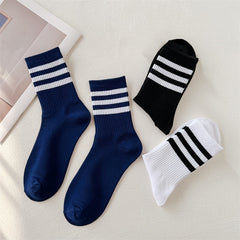 3 Pairs Striped Mid Tube Socks Women's Stockings & Hosiery