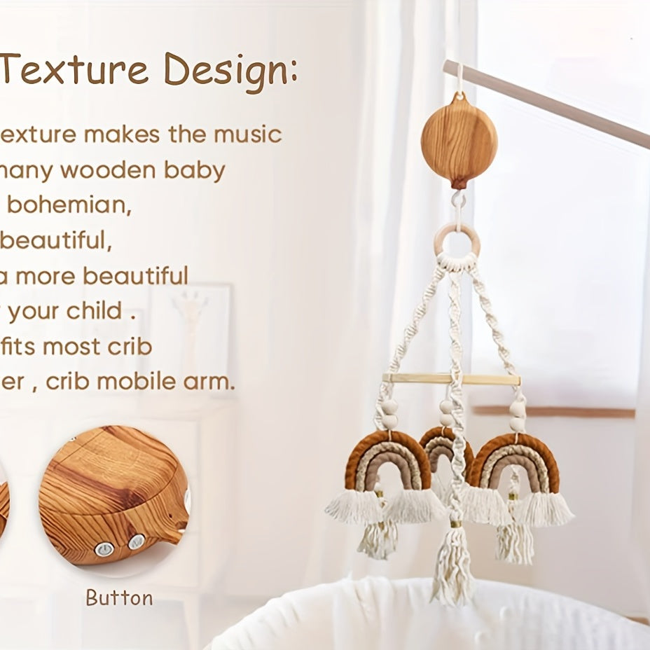 Wooden Baby Mobile Music Box with Rotating Hook Motor Operated 35 Tunes