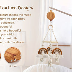 Wooden Baby Mobile Music Box with Rotating Hook Motor Operated 35 Tunes