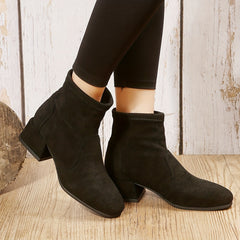 Women's Stretch Ankle Boots Slip On Chunky Heeled Boots