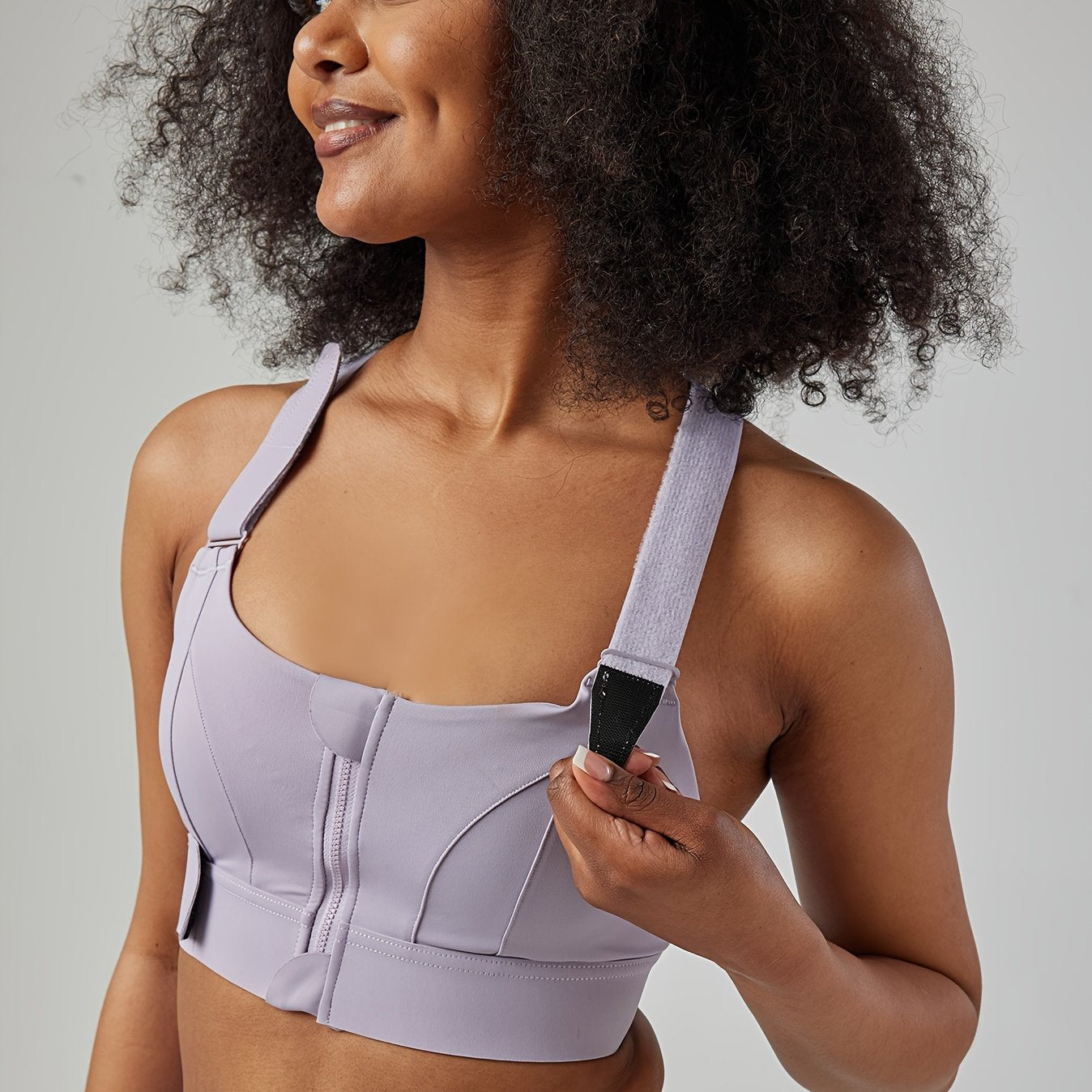 Zip Front Colorblock Sports Bra Plus Size