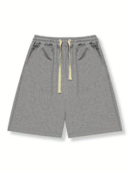 Solid Casual Stretch Graphic Drawstring Men's Shorts