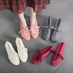 Women's Star & Heart Hollow Out Casual Lace Up Flat Shoes