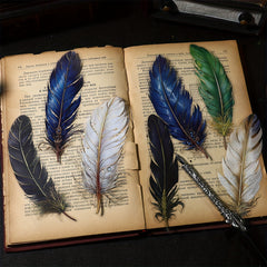5pcs PET Hot Stamping Angel Feather Stickers Retro Feather Journal Collage
