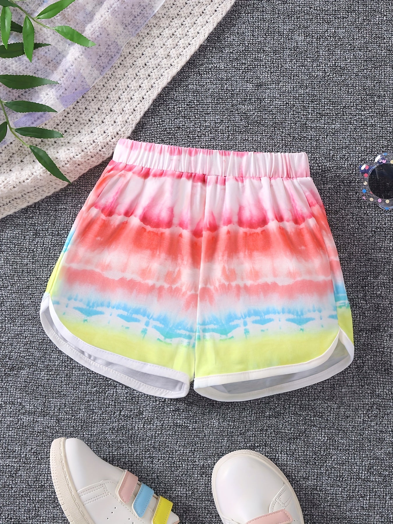 Toddler Girls Tie Dye Graphic Elastic Waist Track Shorts