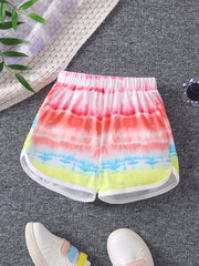 Toddler Girls Tie Dye Graphic Elastic Waist Track Shorts