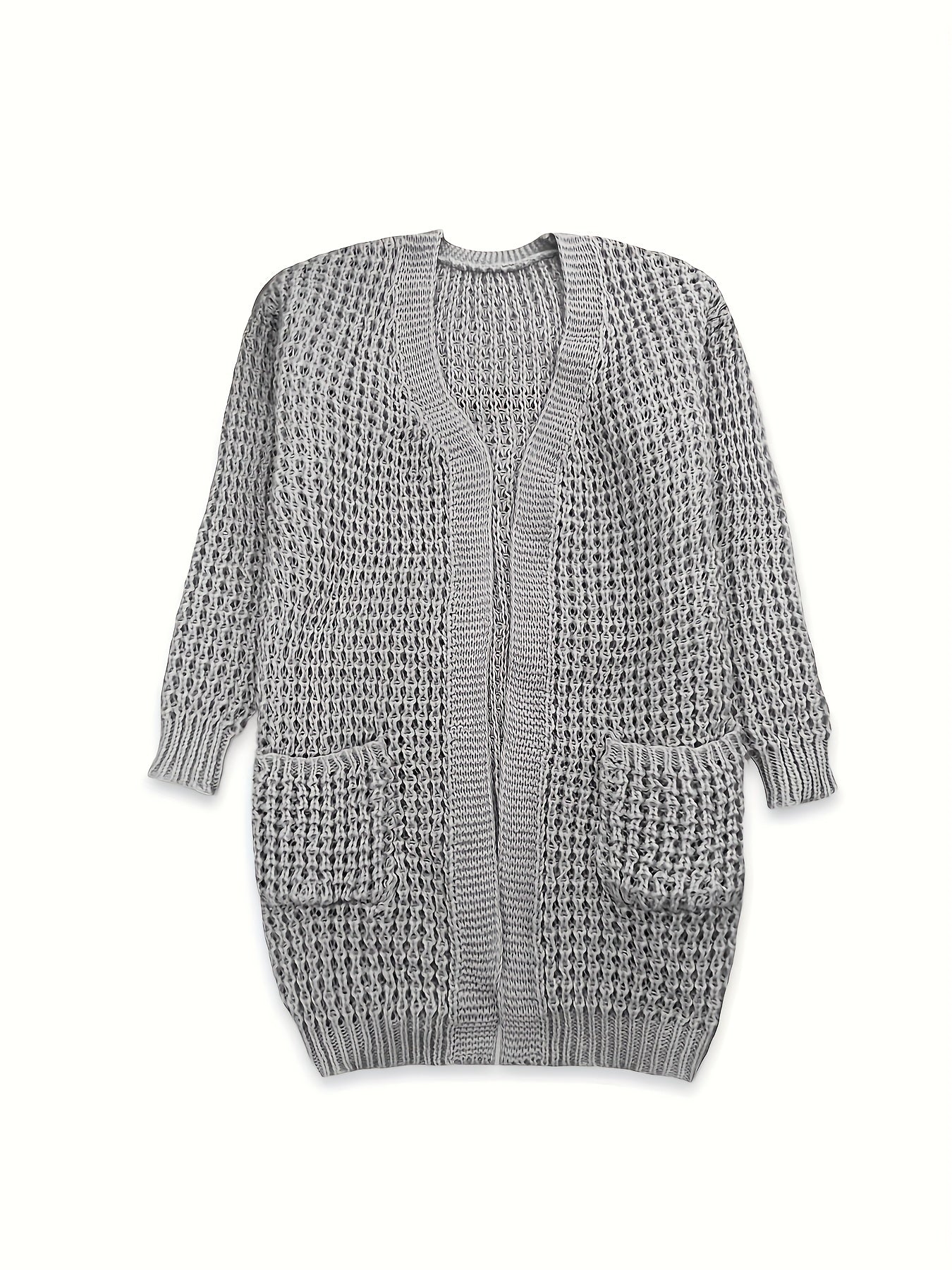 Casual Cardigan Women's Plus Solid Long Sleeve Open Front Cardigan