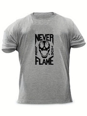 Men's Flame Skull Graphic Tee for Summer