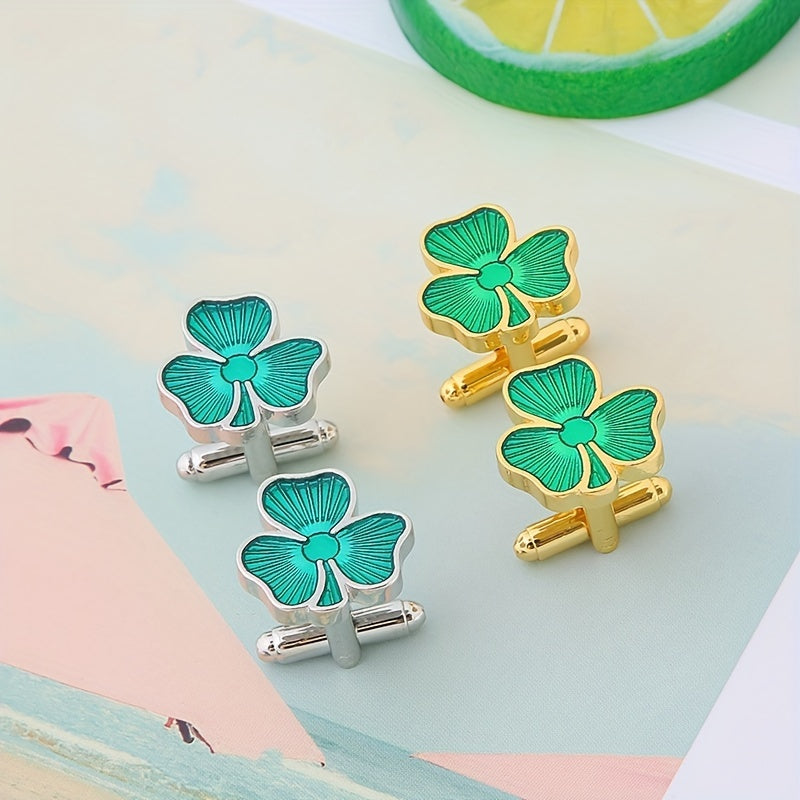 Clover Lacquered Cufflinks French Men's Shirts Cuff Nails