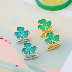 Clover Lacquered Cufflinks French Men's Shirts Cuff Nails