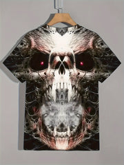 Terrifying Skull Pattern Men's Short Sleeve T-shirt Graphic Tee