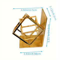 Square Metal Geometric Bookends for Modern Home and Office Decor