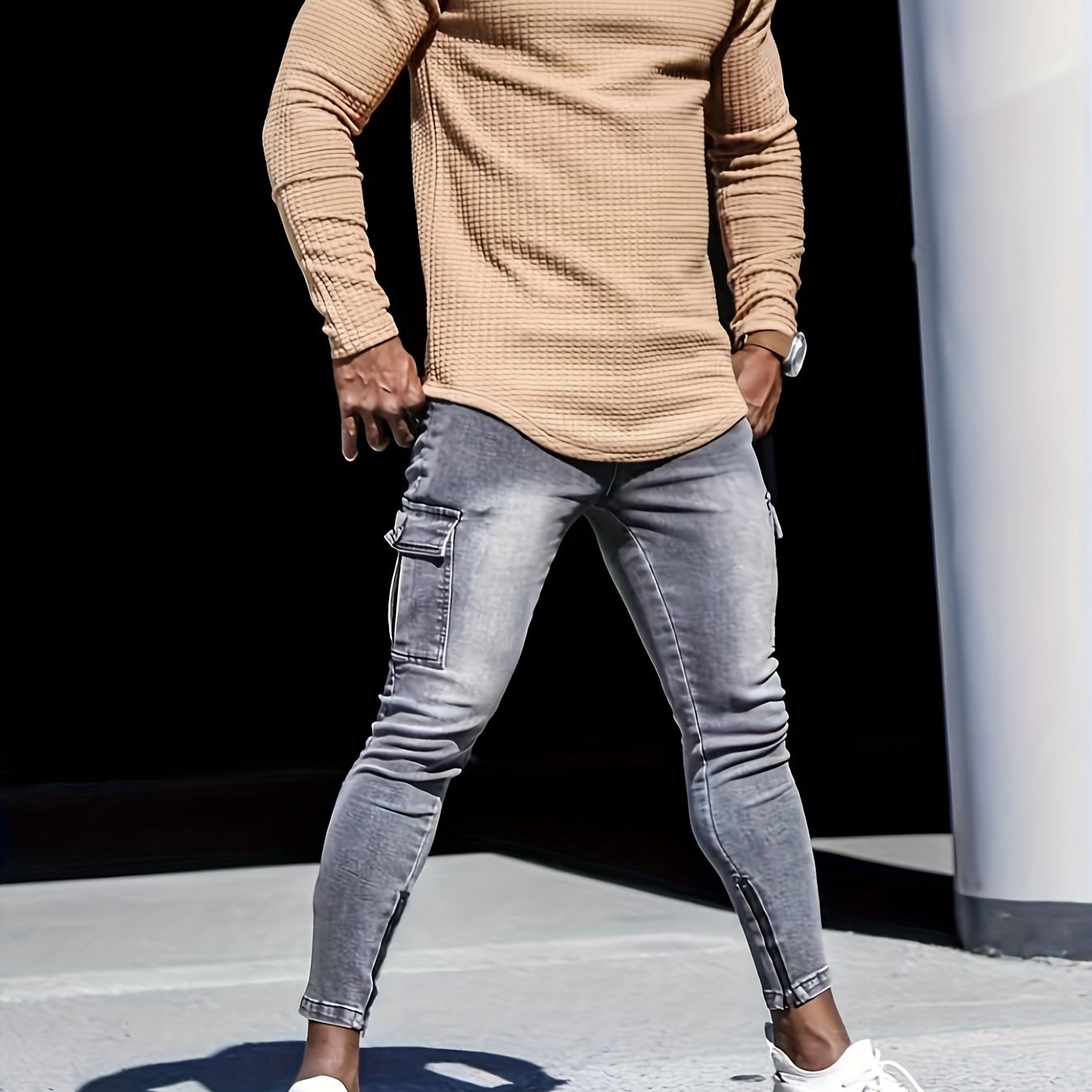 Men's Casual Round Neck Long Sleeve T-Shirt Pullover Top