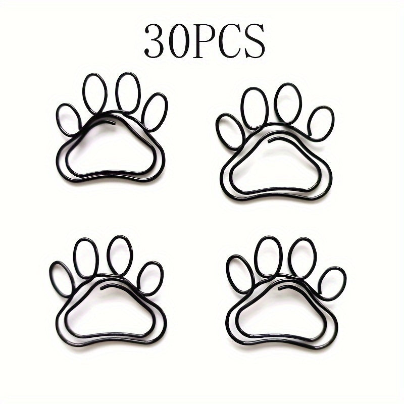 30PCS Small Dog & Cat Paw Shaped Paper Clips Mini Animal Bookmark