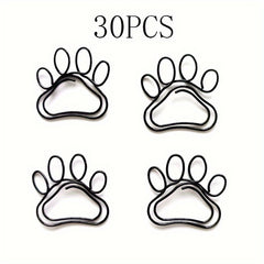 30PCS Small Dog & Cat Paw Shaped Paper Clips Mini Animal Bookmark
