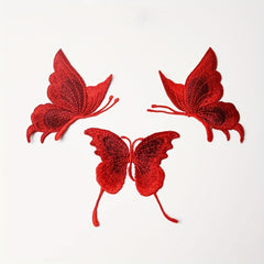 3pcs Set Lace Embroidered Butterfly Patches Sew On Clothes Applique