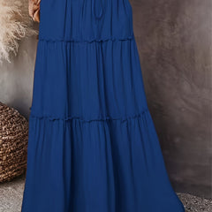 Boho Skirt Smock Maxi Elastic High Rise Drawstring