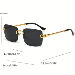 Men's Square Lens Rimless Sunglasses Vintage Eyewear