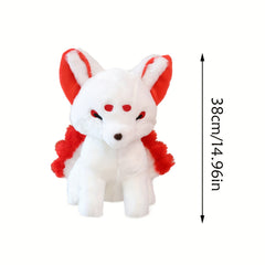 Realistic Sitting Fox Plush Toy Two Tone & Red Stuffed Animal