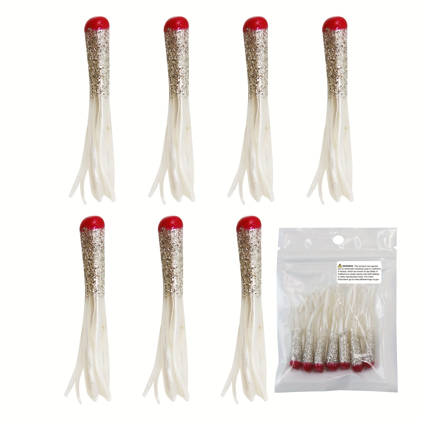 7pcs Tube Baits Soft Plastic Fishing Lure Grub Worm For Bass
