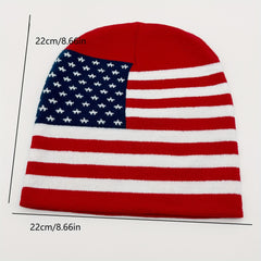 Red American Flag Knitted Hat