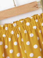 Girls High Elastic Polka Dot Wide Leg Trousers