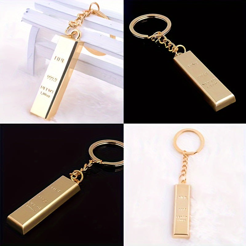 Metal Faux Golden Bar Keychain Funny Gift Men Women
