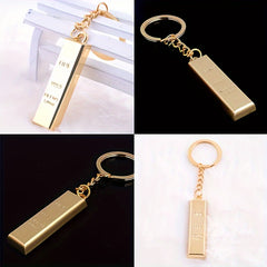Metal Faux Golden Bar Keychain Funny Gift Men Women