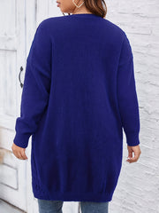 Casual Cardigan Women's Plus Twist Knitted Long Sleeve Button Up