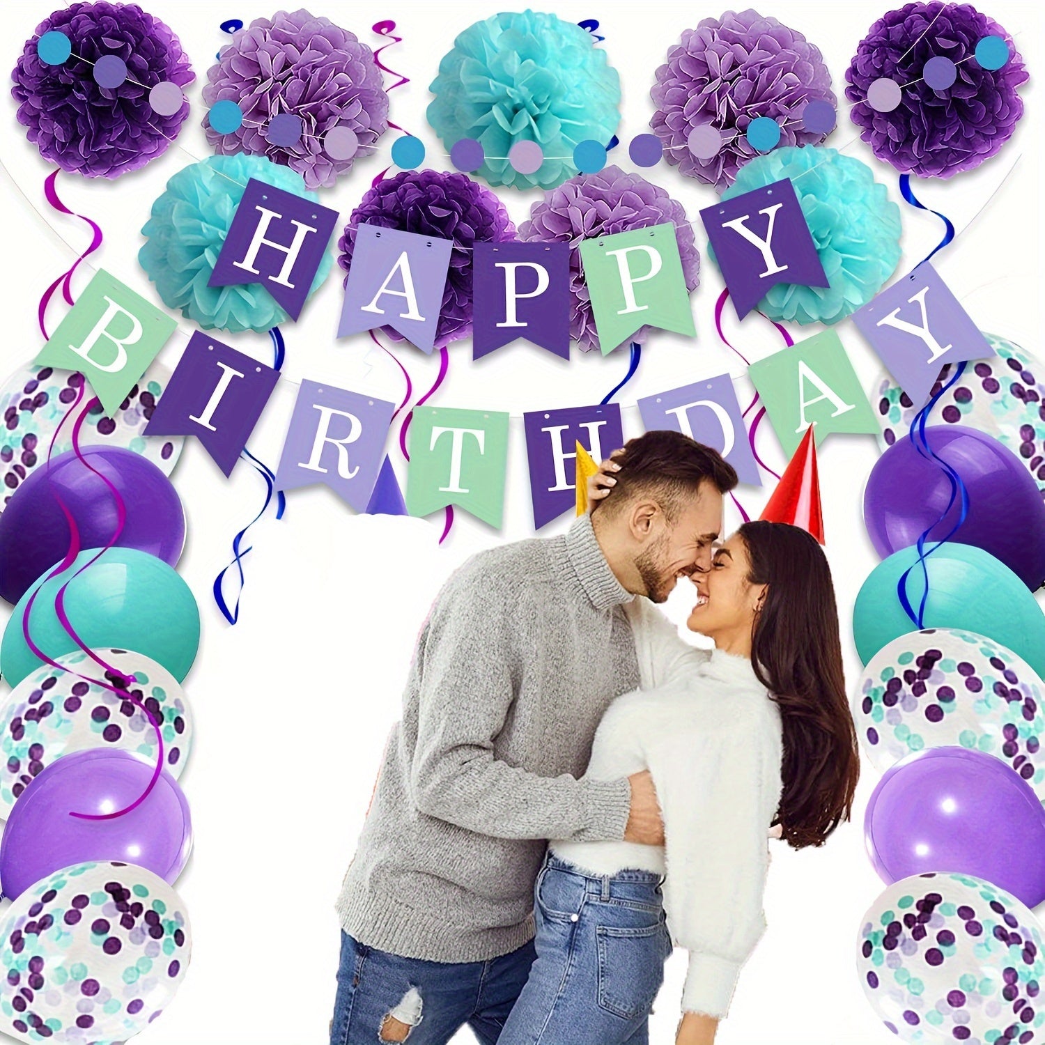 Mermaid Birthday Party Decorations Happy Birthday Banner Confetti Balloons Garla