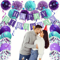 Mermaid Birthday Party Decorations Happy Birthday Banner Confetti Balloons Garla